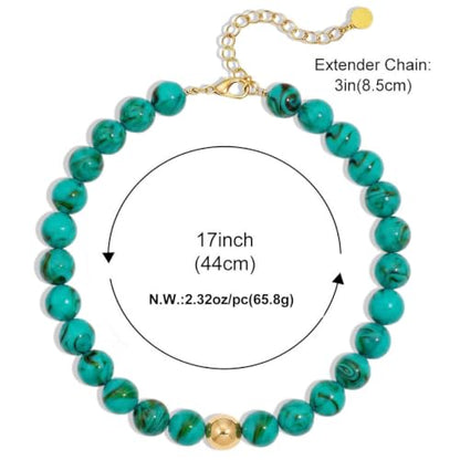 Chunky Beaded Necklace for Women, Colorful Trendy Statement Summer Jewelry Gift - color: necklace-9
