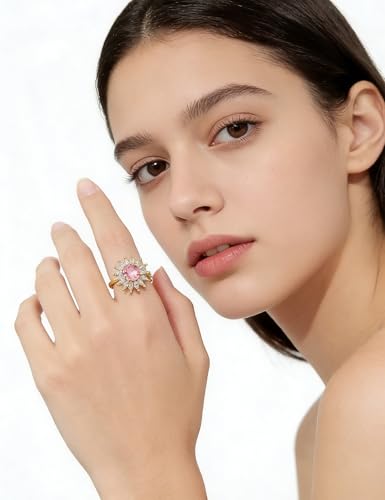 Anxiety Rings for Women – Adjustable Flower Spinner Ring, Daisy & Sunflower Fidget Ring, Gold Plated Calming Jewelry - style: Style 06