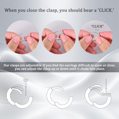 Parmuz 925 Sterling Silver Earrings Hoops for Women Ladies Simple Lightweight Twisted Medium Hoop Earrings With Cubic Zirconia Hypoallergenic Jewelry for Her - color: white silver