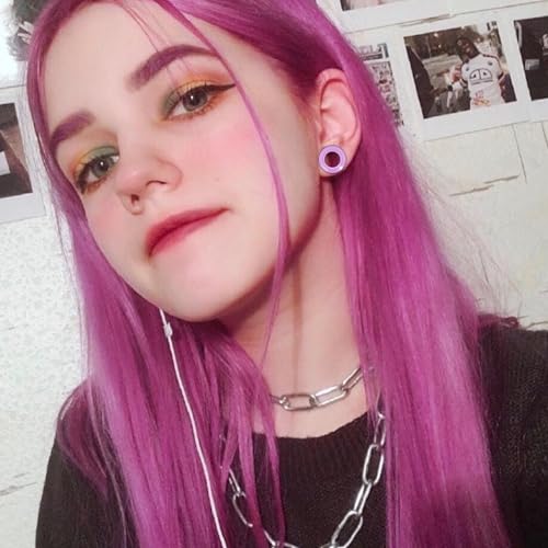 20Pcs Silicone Ear Gauges 2G-25mm Flexible Ear Tunnels Gauges Soft Expander Stretching Ear Plugs Tunnels Black Earring Piercings Jewelry for Men Women - color: Thick Purple Silicone