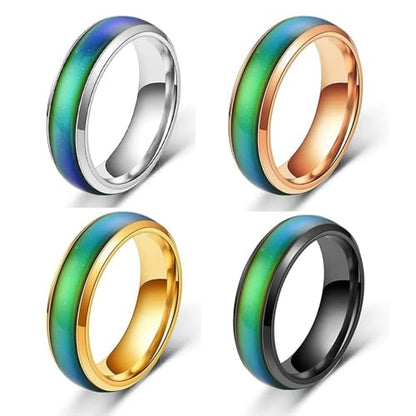 4pcs Stainless Steel Temperature Responsive Color Changing Rings for Men Women Mood Ring Fashion Forward and Innovative