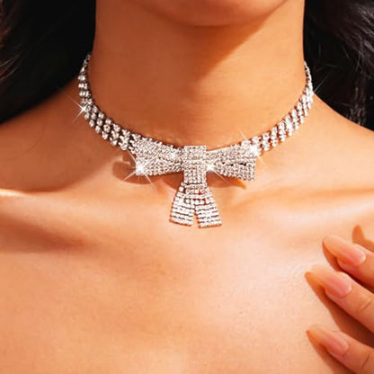 JEAIRTS Rhinestone Choker Necklace Silver Diamond Chain Jewerly for Women | Sparkly Multi-row Crystal Chokers Women's Wedding Prom Formal Jewelry Accessories - color: Style 5
