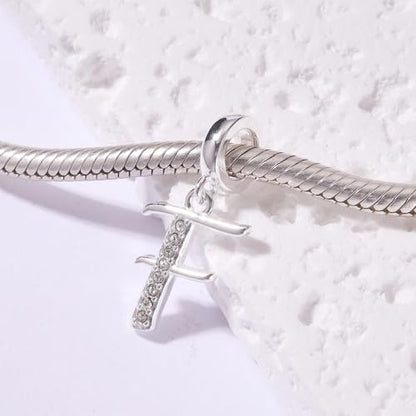 925 Sterling Silver Initial Charm fits Pandora, Gift for Mom Wife | Christmas,Birthday,Mother's Day, Anniversary, Valentine's Day - color: Letter F