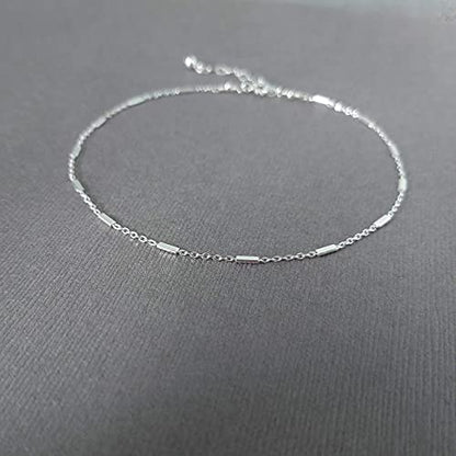 Annika Bella Chain Ankle Bracelet, Anklets for Women Waterproof, 9-10 Inches Silver Chain, Foot Jewelry, Summer Accessories, Gift for Her