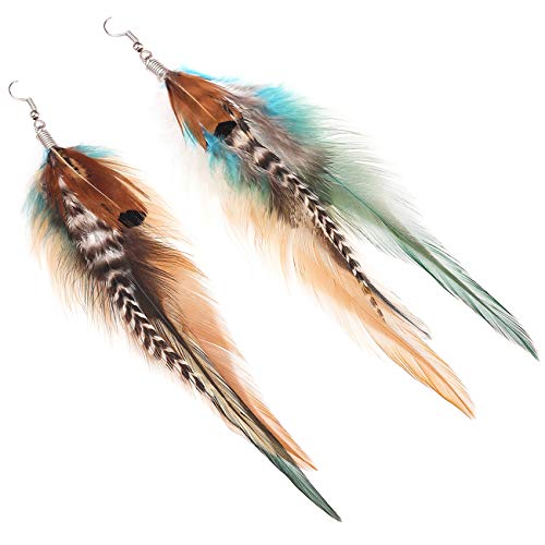 lureme Bohemian Multicolor Pheasant Feathers Dangle Earrings Handmade Natural Feather Earrings (er006314) - style: Style D