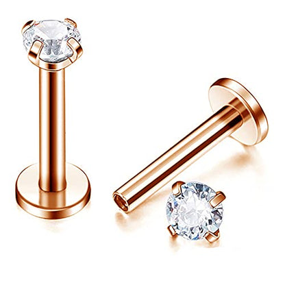 18g CZ Labret Cartilage Tragus Monroe Lip Nose Helix Diamond Studs Earrings for Women Men Stainless Steel Hypoallergenic Cubic Zirconia Minimalist Piercing Jewelry 2mm 3mm 4mm 5mm 4 Pairs Set