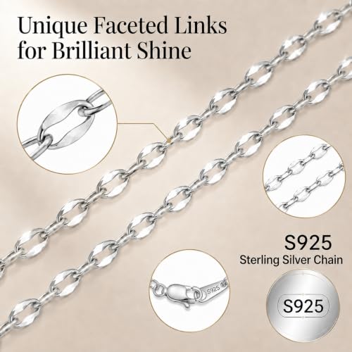 18k Gold Plated 925 Sterling Silver Link Chain Necklace for Women, Dainty Chain Necklace 2.0mm Lobster Claw Clasp Silver Necklace Trendy Jewelry Gifts 16/18/20/22/24 Inch - color: Silver, size: 22 Inch