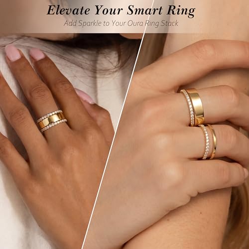 Purplepig Stackable Rings Non Tarnish, Two Tone CZ Eternity Band Set | 14K Gold & 925 Sterling Silver Plated, Waterproof, Wedding/Engagement/Promise Rings, Smart Ring Stackable Bands, Size 4-11 - color: Gold