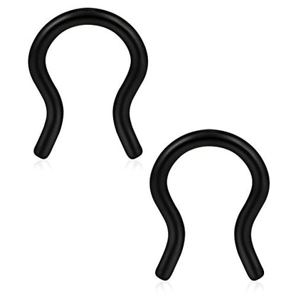 SCERRING 316L Surgical Steel U-Shaped Nose Ring Septum Piercing Hanger Retainer 16g,14g,12g - style: 12PCS - 14G Style 2#