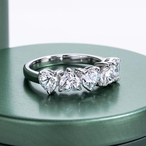 Moissanite Eternity Rings, S925 Sterling Silver Anniversary Band for Women - style: 2.5 CT Heart-Shaped
