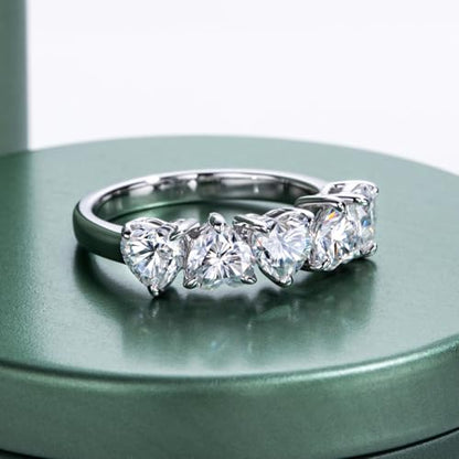 Moissanite Eternity Rings, S925 Sterling Silver Anniversary Band for Women - style: 2.5 CT Heart-Shaped