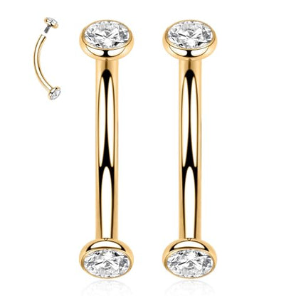G23 Titanium Eyebrow Piercing Jewelry Eyebrow Rings Curved Barbell 16G Eyebrow Belly Button Ring Navel Rings Rook Daith Earrings Lip Ring Eyebrow Jewelry 6mm-12mm - color: 2PCS,Disc Shape Clear CZ,Gold