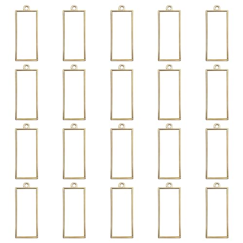 50pcs Open Bezel for Jewelry Making,Open Back Bezel Pendants Hollow Frame Pendants Opens Bezels Trays Rectangle Pendant for Resin Casting Necklaces Earrings Making Supplies DIY Crafts Supplies(K Gold) - color: K Gold;Rectangle;Style A