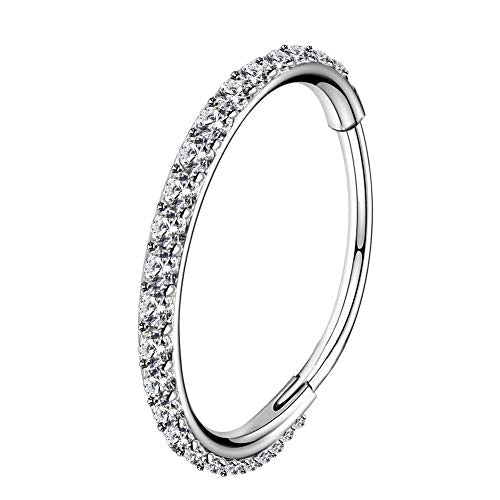 OUFER Nose Rings Surgical Steel Cartilage Earrings Tragus 316L Stainless Steel Helix Earrings Cartilage Earring 14G/16G/18G/20G Hinged Segment Rings Hoop - color: Silver