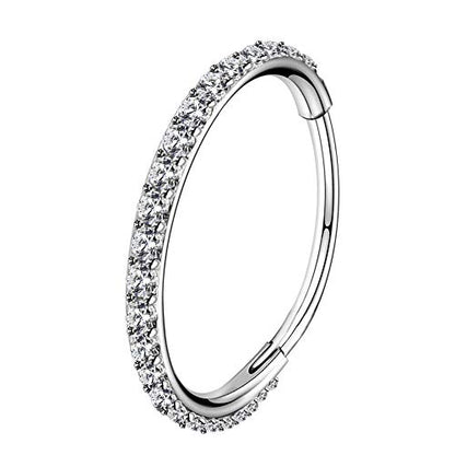 OUFER Nose Rings Surgical Steel Cartilage Earrings Tragus 316L Stainless Steel Helix Earrings Cartilage Earring 14G/16G/18G/20G Hinged Segment Rings Hoop - color: Silver