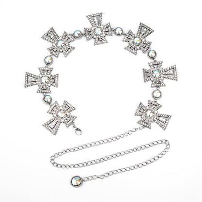 ILuvatar Western Metal Concho Belt for Women Cowgirl Waist Chain for Women Dress Pants Adjustable - color: Silver-t15