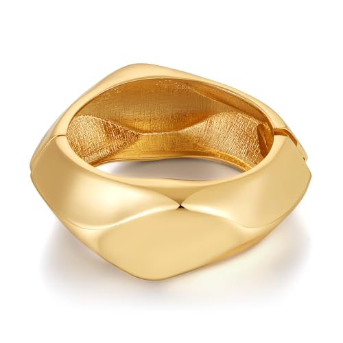 Chunky Gold Bangles Bracelet for Women Trendy Statement Bracelet Dainty Charm Gold Jewelry - color: Cut Bangle