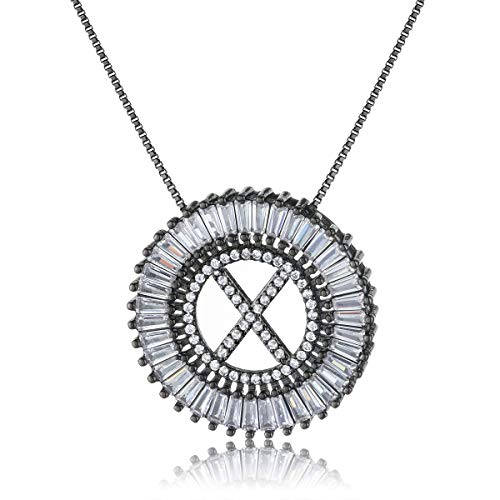 COTTVOTT A-Z Alphabet Pendant Necklaces Charms Women Initial Letter Chain Necklace 4 Colors - style: Black-X