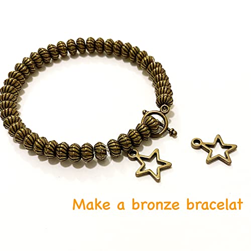 Heather's cf Star Charms for Jewelry Making Silver Tibetan Star Moon Snowflake Pendants Non Tarnish Metal Earring Charm for Bracelets Necklaces Earrings DIY Jewelry Making Supplies - color: Brass Star - 150Pc