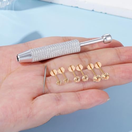 Uni-J Flat Back Stud Earrings for Women Hypoallergenic Surgical Stainless Steel Internal Thread Tragus Helix Cartilage Conch Nose Monroe Labret Medusa Piercing Jewelry /Be Equipped With Piercing Ball Grabber Tool(18G/20G - Gold/Silver/Black/Rose Gold) - c
