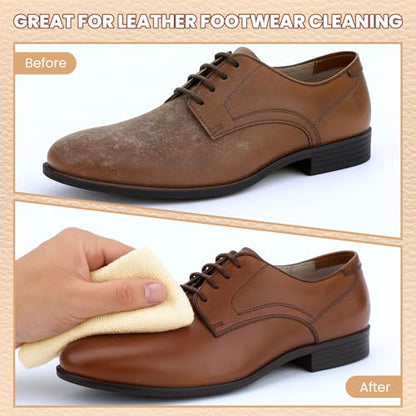 10 Pcs Shine Shoes Cloth Kit Polish Dauber Applicators Cleaning Leather Shoes Boots Microfiber Care Cloths Suede Cleaner - color: Ivory