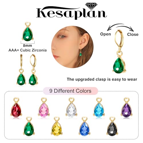 Dangle Earrings for Women Multicolor Crystal Drop Earrings Set Leverback Teardrop Earrings 925 Silver and 14K Gold Plated Hypoallergenic Fashion Cubic Zirconia Dangle Earrings Trendy Jewelry Gifts for Women - style: Teardrop Set-G 4