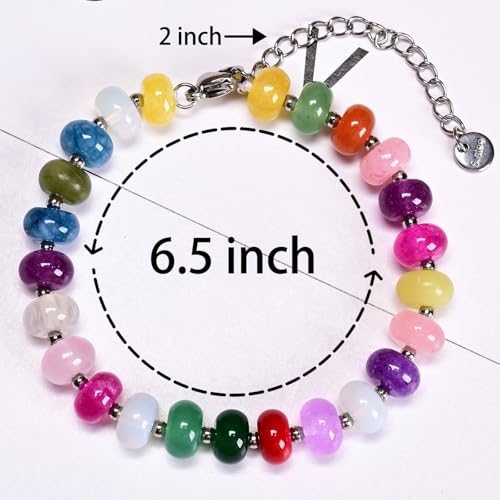 Natural Healing Gemstone Bracelet Handmade Yoga Stretch Elastic Bracelet Stress Relief Crystal Jewelry for Men and Women - color: All things cute (Good Attitude), size: 5x8