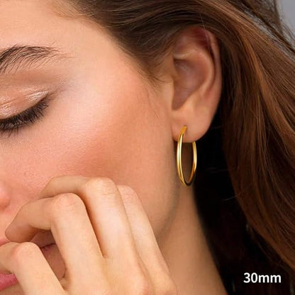 M MOOHAM Hoop Earrings for Women, Hypoallergenic 14K Gold Plated Earrings | Gold Plated Hoop Earrings Set for Sensitive Ears, Earring Stack for Women Trendy, Jewelry Gifts Lightweight 13-60mm - color: 2pcs-30mm-Gold-plated