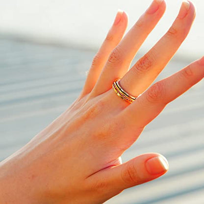 Muses Art Design Fidget Rings, Anxiety Rings, Spinner Rings, Band Rings with Birthstone, Stainless Steel, Women and Men, Meditation Rings, Thumb Rings, Stress Relieving and Anxiety Reducing - color: June - Alexandrite