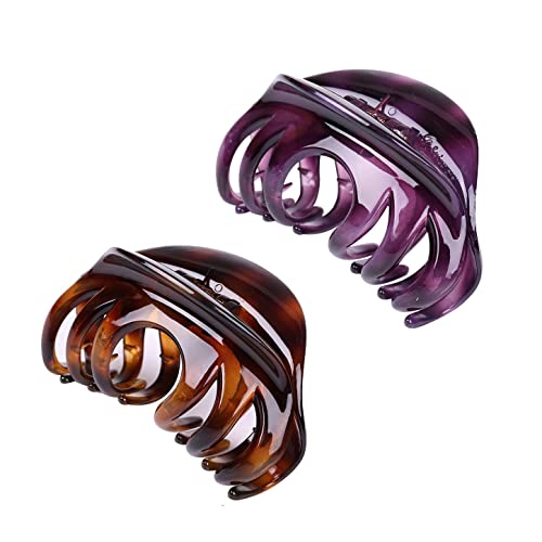 Pack of 2 Large 4" Hair Claw Clip-Acrylic Strong Holding Power Hair Clips Hairgrip for Women and Girls Hair Barrettes for For Thick Hair(C-AP) - color: C-AP