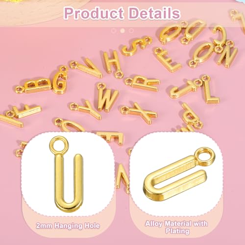 uxcell Letter Charm, Alloy Letter Initial Alphabet Charm for DIY Craft Jewelry Making Bracelets Earrings Necklace - color: Gold - U