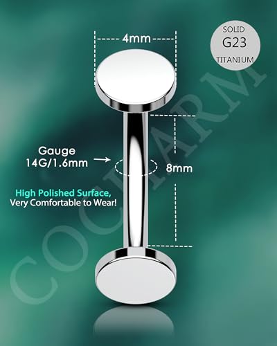 COCHARM Minimalist Disc Floating Belly Button Rings, G23 Solid Titanium Belly Navel Rings Flat Back, 14G Internally Threaded Belly Navel Piercing Jewelry