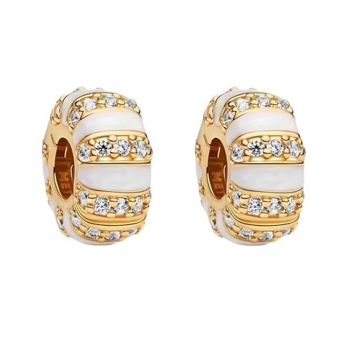 S925 Bead Pendant Charms for Bracelets Necklaces, Compatible with Pandora, Jewelry Making DIY - style: Gear Positioning Clip 14K Gold Plated