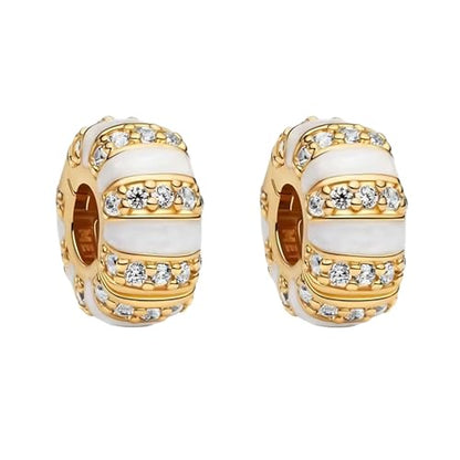 S925 Bead Pendant Charms for Bracelets Necklaces, Compatible with Pandora, Jewelry Making DIY - style: Gear Positioning Clip 14K Gold Plated