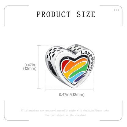 KEQ Rainbow Dangle Charm for Bracelet Necklace In A World Full Of Darkness Be A Rainbow Pride Month - color: HEART BEAT