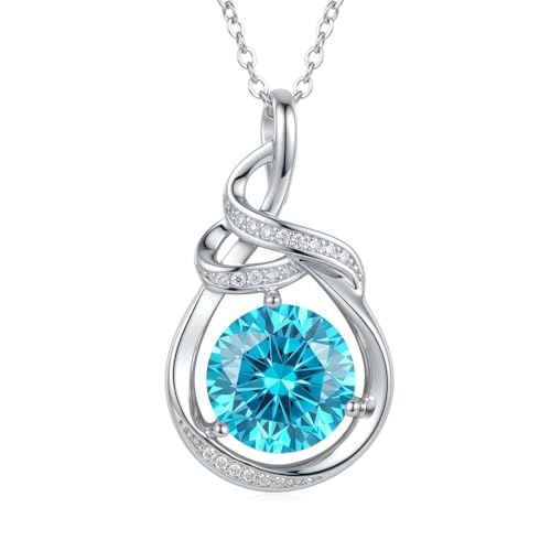 Teardrop Birthstone Necklace for Women 14K Gold/White Gold Elegant Ribbon Pendent Anniversary Love Birthday Gifts for Mom Women, 18"+2" Inches - color: White Gold-12-Dece Birthstone