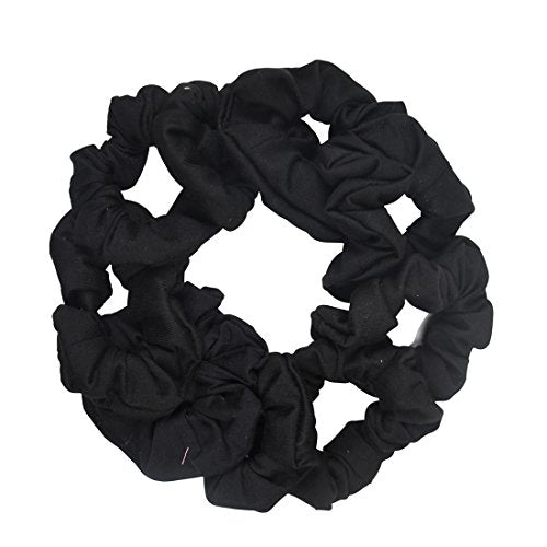 9 Pack Scrunchies Hair Ties (Black) - color: Black