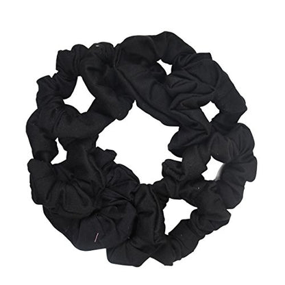 9 Pack Scrunchies Hair Ties (Black) - color: Black