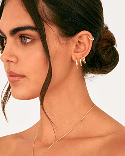 PAVOI 18K Gold Plated Small Hoop Earrings for Women, Earrings Piercing Pack | Hypoallergenic Earrings with 925 Sterling Silver Posts, Trendy Geometric Chunky Huggie Hoop Earrings - style: Thin Hoops