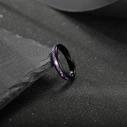 NUNCAD Black Tungsten Ring, Men's Wedding Rings with Blue/Amethyst/Galaxy Opal Ring 4mm 8mm Engagement Promise Ring Comfort Fit Size 5-12 - color: Amethyst & 4mm