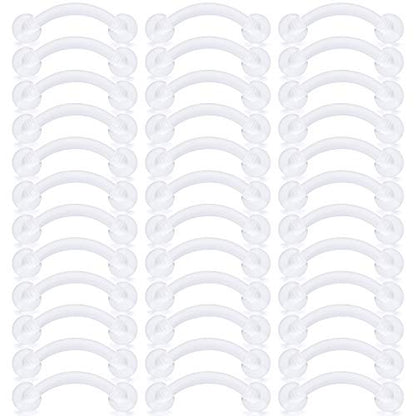 16G Clear Plastic Curved Barbells Eyebrow Ring Snake Eyes Tongue Rings Acrylic Bioflex Cartilage Helix Tragus Earrings Nipple Belly Lip Ring Piercing Retainer Length 6mm 8mm 10mm 12mm 36pcs - color: 36Pcs 16G 8mm