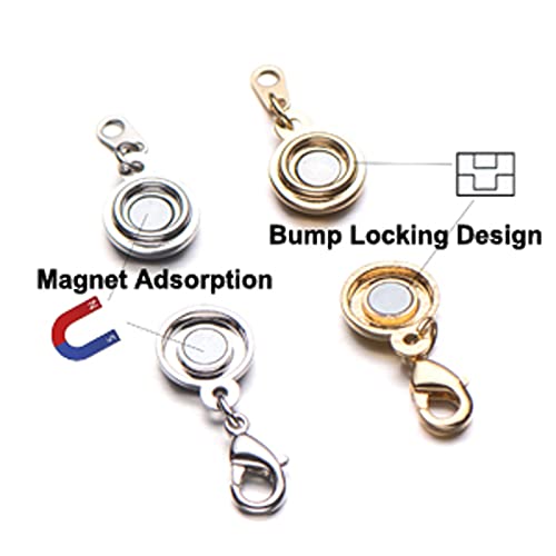 Zpsolution Locking Magnetic Clasps for Jewelry Necklaces Bracelets | Light and small keep the clasp in back, Easy to Use, Strong Magnet, Flat Design, Magnetic Necklace Clasps And Closures - color: 4 Gold and 4 Silver