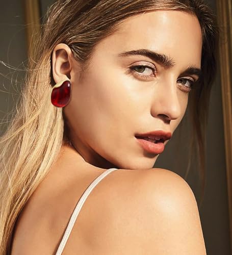 Acrylic Earrings for Women Irregular Resin Drop Earrings Metal Waterdrop Earring - color: Red