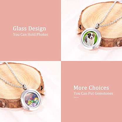 EVERLEAD Locket Necklace, DIY Floating Round Locket Pendant, Living Floating Memory Necklace for Women Friendship Necklace Memory Nostalgic - style: 30mm magnetic