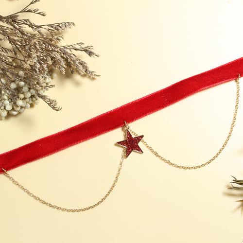 Nova&Aria Chokers Set For Women Heart Choker Necklaces Flower Pendant Velvet Cute Pink Turquoise Blue White Black Choker Necklace Christmas Colorful Lace Chokers - color: Red-A