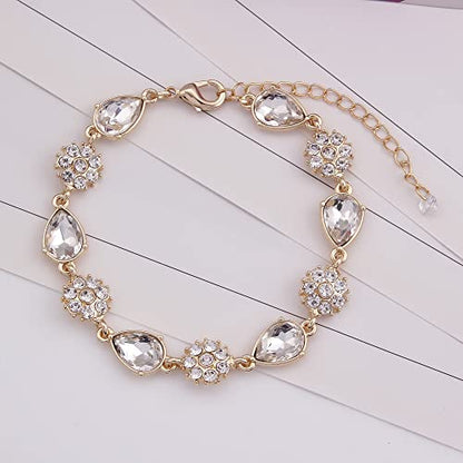 Bridesmaid Jewelry Set for Women,Pendant 18K Gold & Silver & Rose Gold Pendant Necklace Earrings Bracelet Set,Dainty Gift for Wedding/Proposal/Party/Anniversary - color: GOLD - 8 SETS