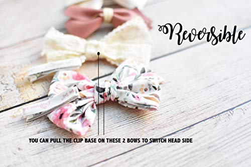 California Tot Girl's Mixed Bow Clips Fully Lined Strong Grip Non Slip for Fine Hair (Emma Set of 4) - color: Emma Set of 4