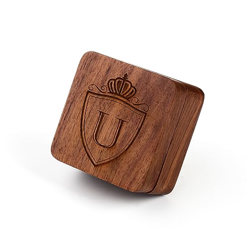 Mens Initial Silver Cufflinks A-Z Alphabet Letter Steel Cuff Links with Engraved Walnut Wood Box Groom Groomsman Wedding Set… - style: U