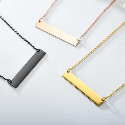 Rockyu Horizontal Bar Necklace for Women Gold Plated Stainless Steel Minimalist Bar Pendant with Shiny Rhinestone Adjustable Chain 18 Inch Jewelry Christmas New Year Gift (Silver)