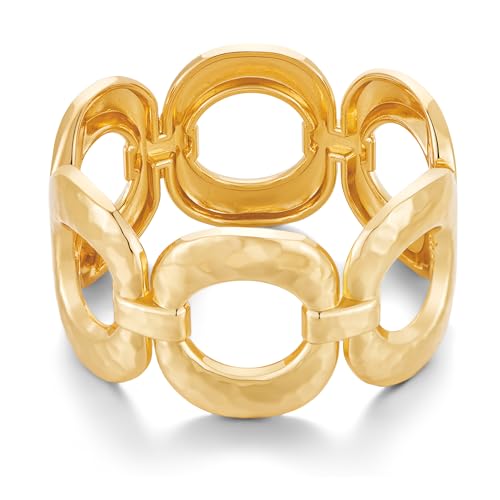 Chunky Gold Bangles Bracelet for Women Trendy Statement Bracelet Dainty Charm Gold Jewelry - color: Ellipse Bracelets-GD